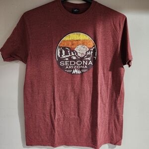 Prairie Mountain Sedona Arizona Burgundy Tee Womens Size L